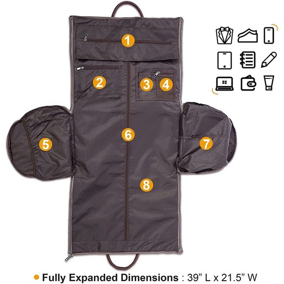 Carry On Garment Bag - Travel Business - Canvas Duffel Bag with Shoe Compartment - Picture 4 of 7